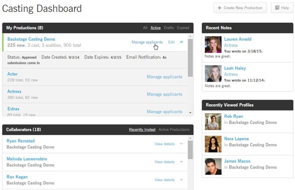 Casting Dashboard Demo