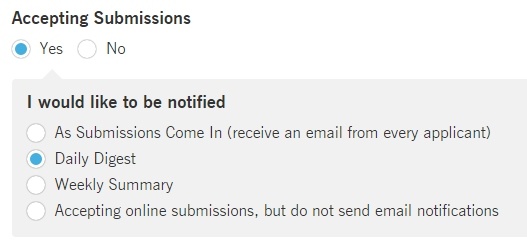 Talent Submissions - Notification Options